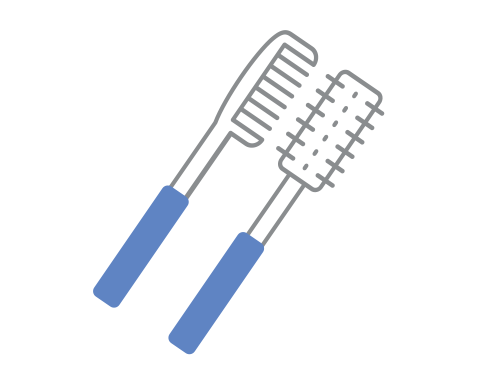 Long-handled comb and brush